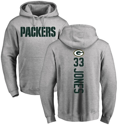 Men Green Bay Packers Ash #33 Jones Aaron Backer Nike NFL Pullover Hoodie Sweatshirts->nfl t-shirts->Sports Accessory